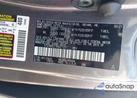 2021 Toyota Sienna Xle from USA, damaged, VIN 5TDYRKEC1MS071251